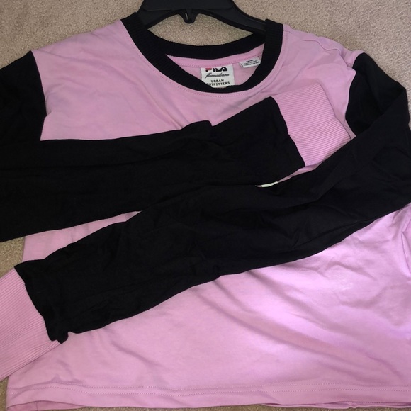 Fila X Fleamadonna UO Pink Long Sleeve Crop Tee - Picture 4 of 5